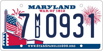 MD license plate 7MD0931