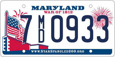 MD license plate 7MD0933
