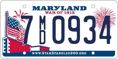 MD license plate 7MD0934