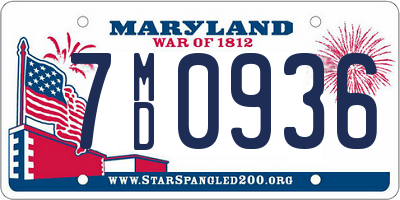 MD license plate 7MD0936