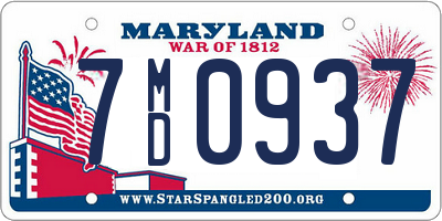 MD license plate 7MD0937