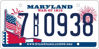 MD license plate 7MD0938