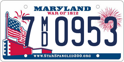 MD license plate 7MD0953