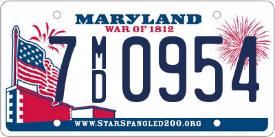 MD license plate 7MD0954