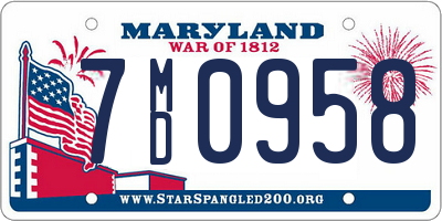 MD license plate 7MD0958