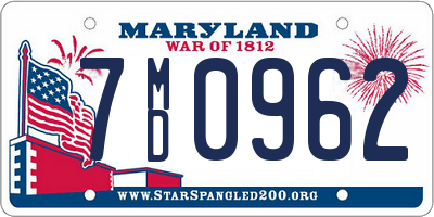 MD license plate 7MD0962