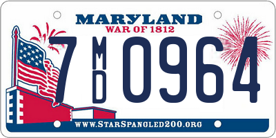 MD license plate 7MD0964