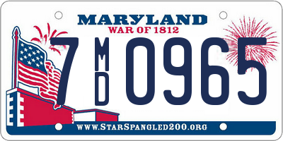 MD license plate 7MD0965