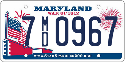 MD license plate 7MD0967