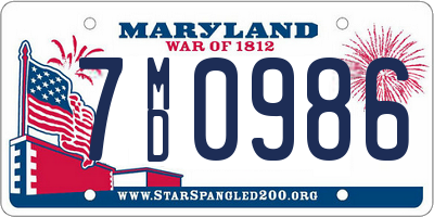 MD license plate 7MD0986