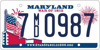 MD license plate 7MD0987