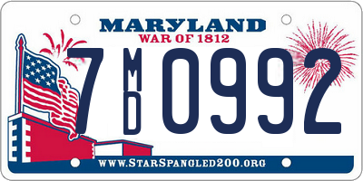 MD license plate 7MD0992