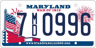 MD license plate 7MD0996