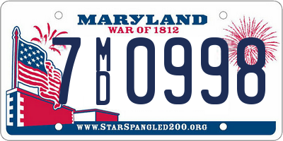 MD license plate 7MD0998