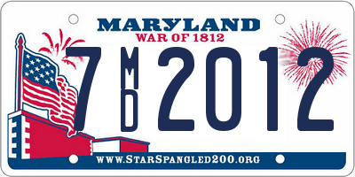 MD license plate 7MD2012