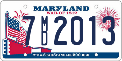 MD license plate 7MD2013
