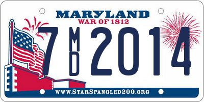 MD license plate 7MD2014