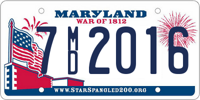 MD license plate 7MD2016