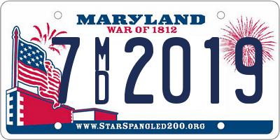 MD license plate 7MD2019