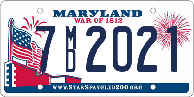MD license plate 7MD2021