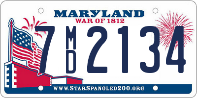 MD license plate 7MD2134