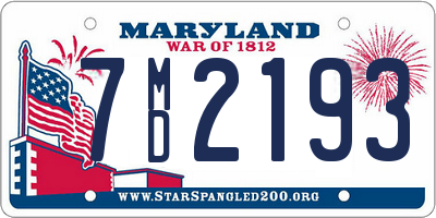 MD license plate 7MD2193