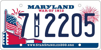 MD license plate 7MD2205