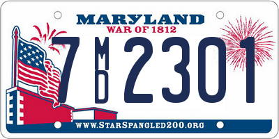 MD license plate 7MD2301
