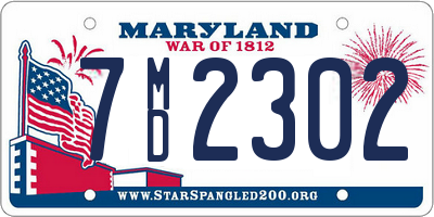 MD license plate 7MD2302