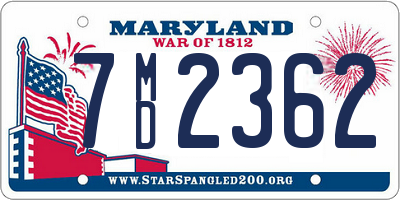 MD license plate 7MD2362