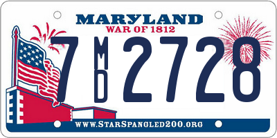 MD license plate 7MD2728