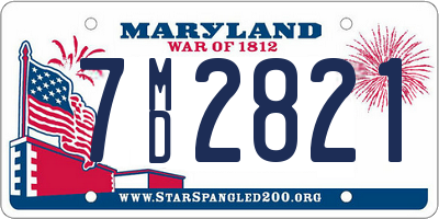 MD license plate 7MD2821