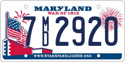 MD license plate 7MD2920