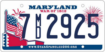 MD license plate 7MD2925