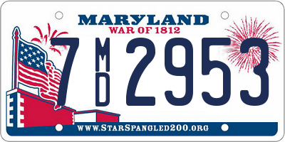 MD license plate 7MD2953