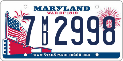MD license plate 7MD2998