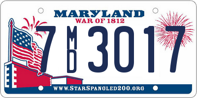 MD license plate 7MD3017