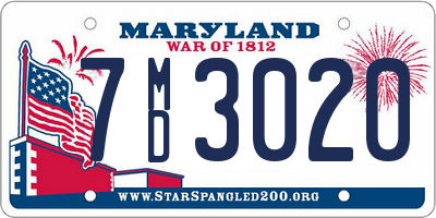 MD license plate 7MD3020