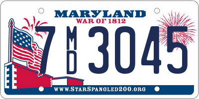 MD license plate 7MD3045