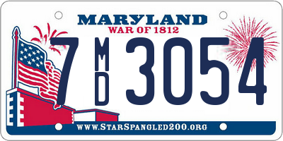 MD license plate 7MD3054