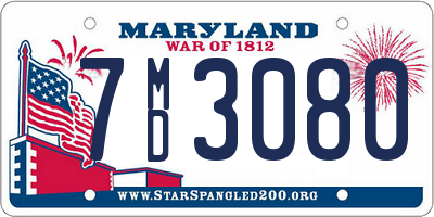 MD license plate 7MD3080