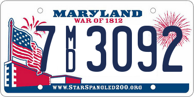 MD license plate 7MD3092