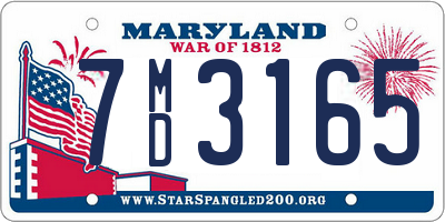 MD license plate 7MD3165