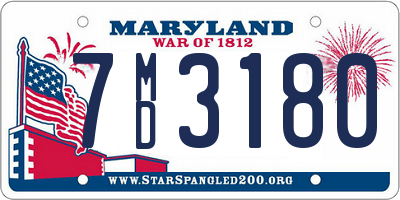 MD license plate 7MD3180
