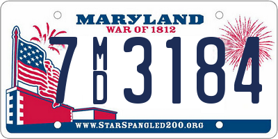 MD license plate 7MD3184