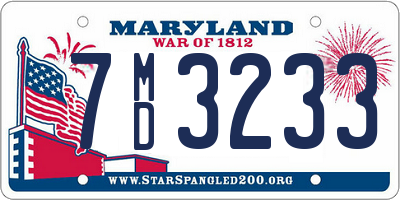 MD license plate 7MD3233