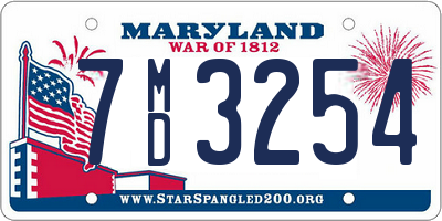 MD license plate 7MD3254