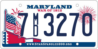 MD license plate 7MD3270