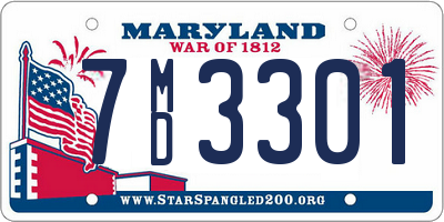 MD license plate 7MD3301