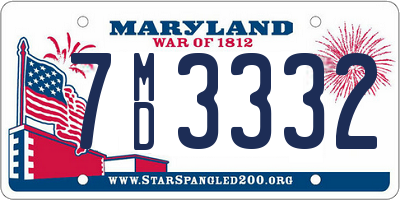 MD license plate 7MD3332